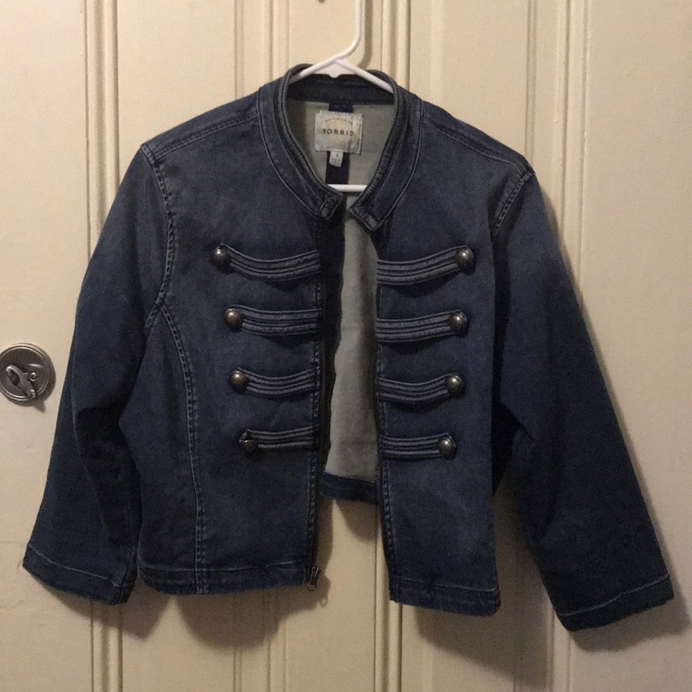 Torrid Cropped Military Jean Jacket, size 1